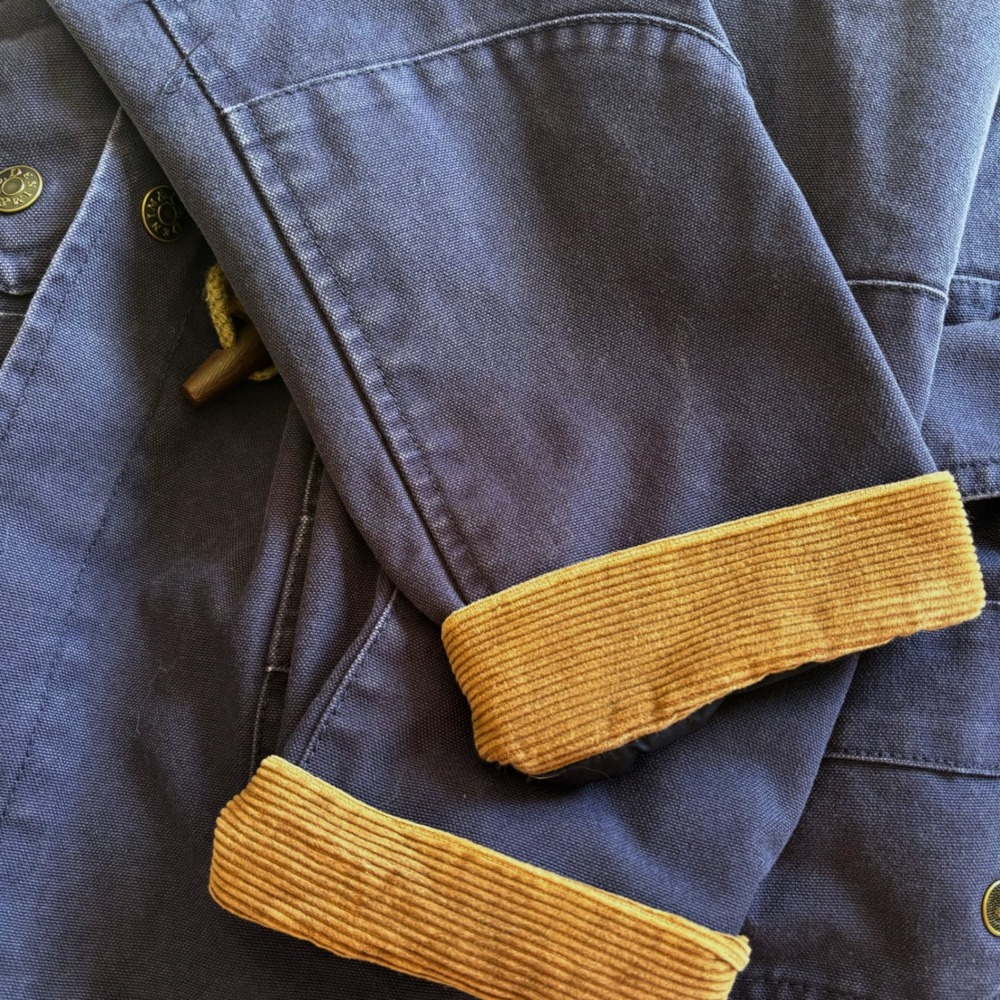 Denim & Co. Chore Jacket Cotton Corduroy Flannel Blue Toggle Snap Sz S VTG Y2K - Picture 6 of 7